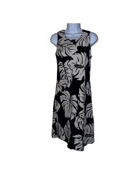 Vtg Hilo Hattie Silk Hawaiian Muumuu Beach Dress Womens S Black Mumu Floral